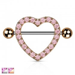 Kolczyk do sutka - serce z różowymi kryształkami PX501