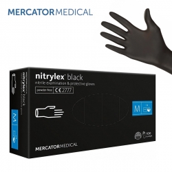 Rękawice nitrylowe bezpudrowe czarne MERCATOR HA124