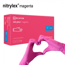 Rękawice nitrylowe bezpudrowe różowe HA125