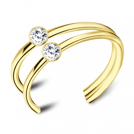 Nausznica - Podwójne kółko z białymi kryształkami