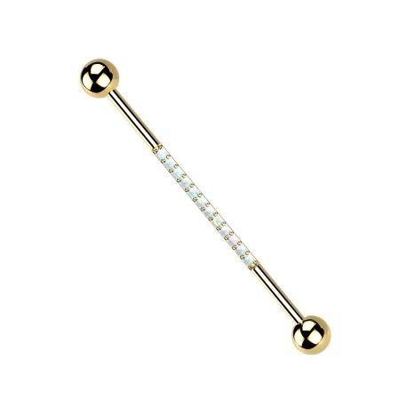 Złoty PVD tytanowy industrial z opalami: gwint zewnętrzny