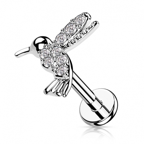 Labret z kryształowym kolibrem