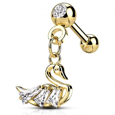 Kolczyk do ucha z wiszącym łabędziem