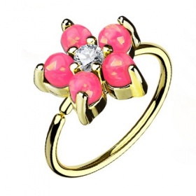 Złote kółko z opalowym kwiatkiem PN550