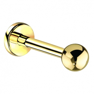 Tytanowy złoty labret z kulką PW407