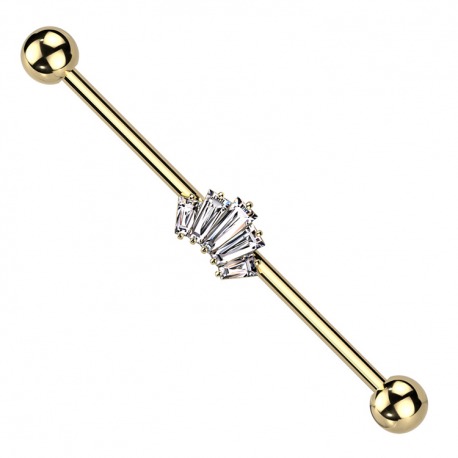 Kolczyk do industriala z podłużnymi kryształkami