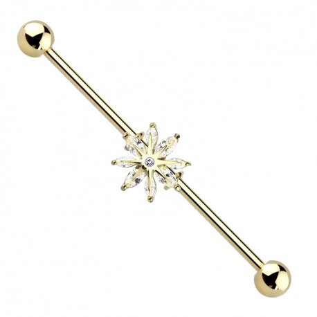 Kolczyk do industriala z kryształowym kwiatkiem