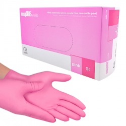Rękawice nitrylowe bezpudrowe różowe ZARYS HA128