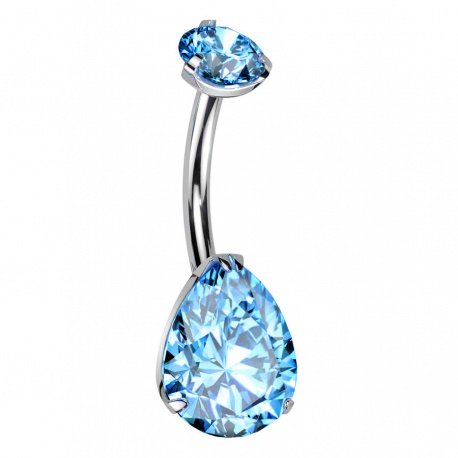 Tytanowy kolczyk do pępka z kryształową łezką