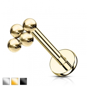 Labret z czterema kuleczkami - gwint wewnętrzny PW466