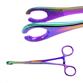 Tęczowe szczypce do piercingu z małą, okrągłą, otwartą końcówką PA202 D