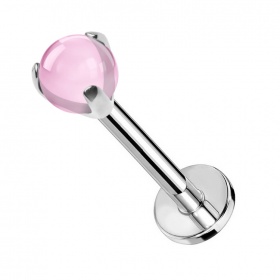 Tytanowa labret z przeźroczystą kulką