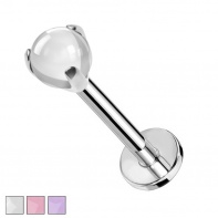 Tytanowy labret z przeźroczystą kulką