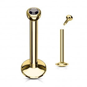 Złoty labret z kryształkiem