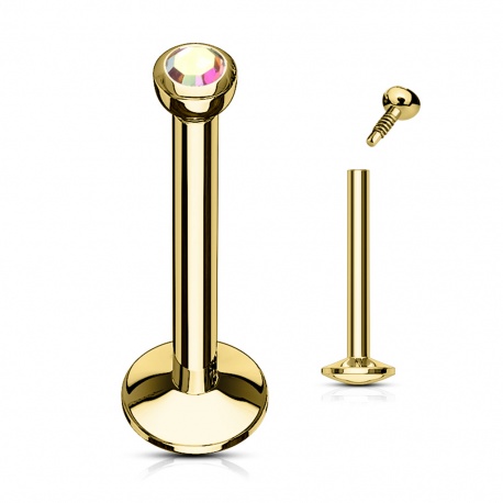 Złoty labret z kryształkiem