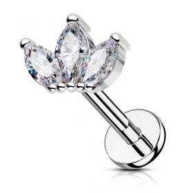 Labret z trzema kryształkami