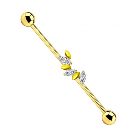 Tytanowy industrial z listkami i kryształkami