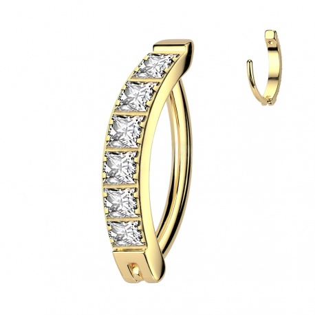 Tytanowy kolczyk do pępka clicker z kryształkami