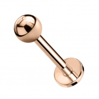 Stalowy labret rose gold z kulką