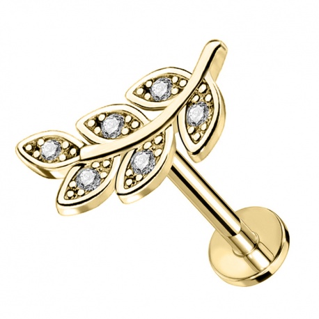 Labret z kryształowym listkiem