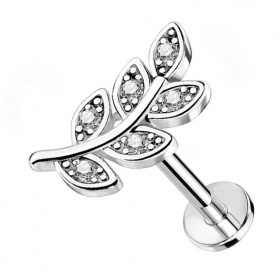 Labret z kryształowym listkiem