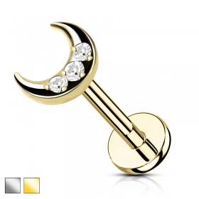 Labret półksiężyc z trzema kryształkami PW4002
