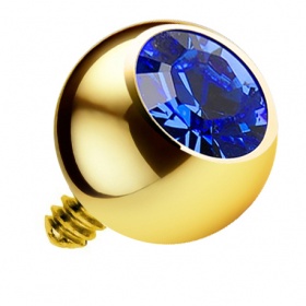 Tytanowa złota kulka z kryształkiem do gwintu wewnętrznego