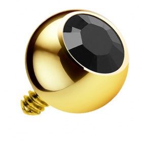 Tytanowa złota kulka z kryształkiem do gwintu wewnętrznego PD464 G