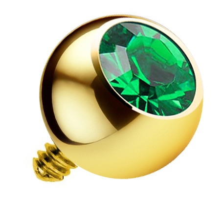 Tytanowa złota kulka z kryształkiem do gwintu wewnętrznego