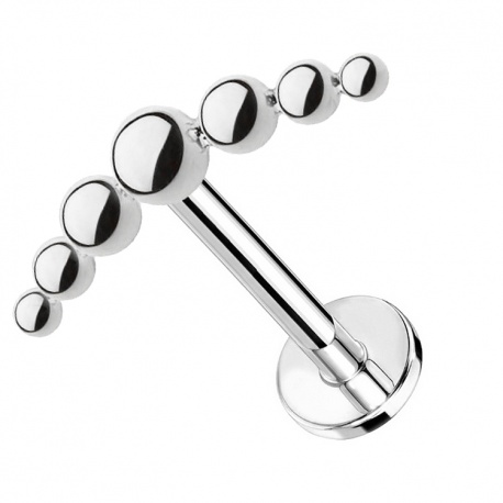 Srebrny tytanowy labret cluster z kuleczek - gwint wewnętrzny	