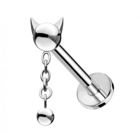 Labret głowa kota z wiszącą kulką