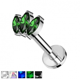 Labret trzy kryształowe łezki PW4012