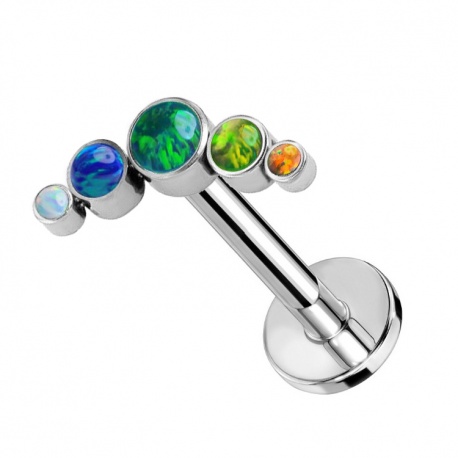 Labret cluster z pięcioma opalami