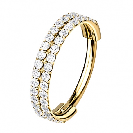 Tytanowy clicker podwójne kółko z kryształkami