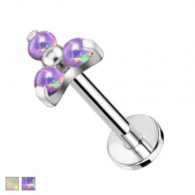 Labret mały kwiatek z opalami PW4015