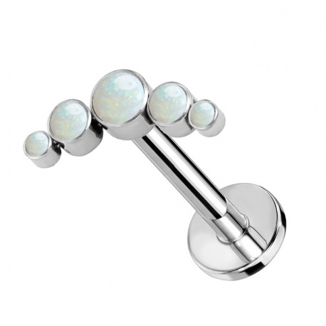 Labret cluster z pięcioma opalami