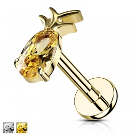 Złoty labret z ananasem PW4017 G