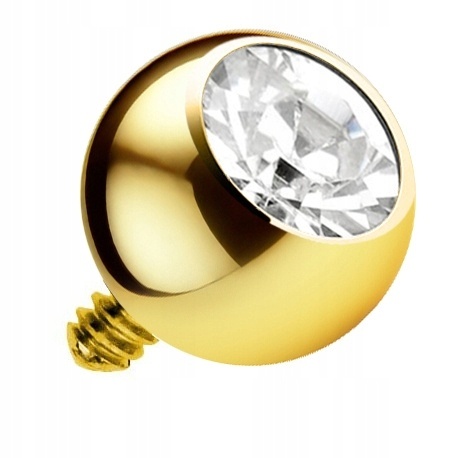 Tytanowa złota kulka z kryształkiem do gwintu wewnętrznego