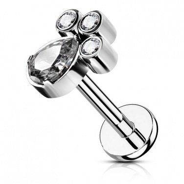 Labret z kryształową kocią łapą PW4027