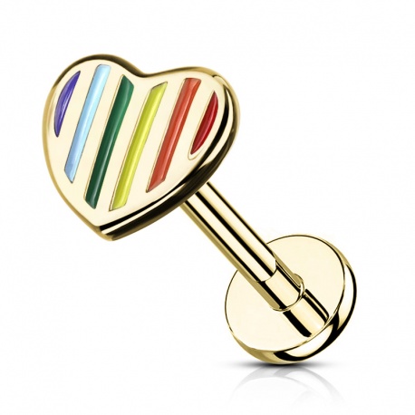 Labret z tęczowym serduszkiem