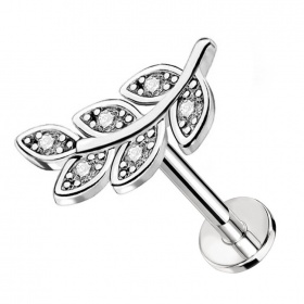 Labret z kryształowym listkiem