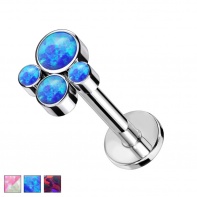 Labret z czterema opalami