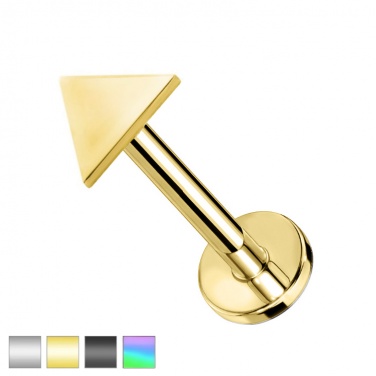 Labret z płaskim trójkątem z tytanu G23, gwint wewnętrzny PW4049