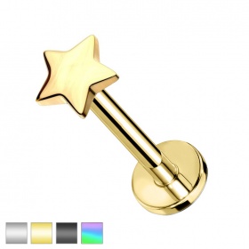 Labret z płaską gwiazdką z tytanu G23, gwint wewnętrzny PW4050