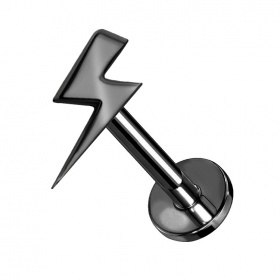 Czarny labret błyskawica z tytanu G23, gwint wewnętrzny i powłoka PVD	 PW4054