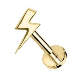 Złoty labret błyskawica z tytanu G23, gwint wewnętrzny i powłoka PVD	 PW4054