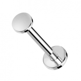 Labret z płaskim dyskiem: z tytanu G23, gwint wewnętrzny