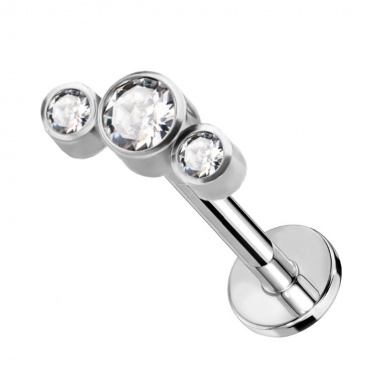 Labret kryształowy mały cluster z tytanu G23 i gwintem wewnętrznym PW4059