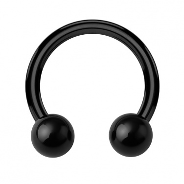 Tytanowa czarna podkówka z kulkami PP403