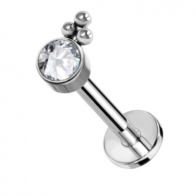 Labret kryształek z małymi kulkami w trzech wariantach, z tytanu G23